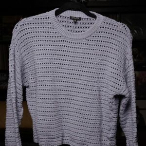 Dynamite Periwinkle Crew Neck Wide Sleeve Crochet Sweater Size Small